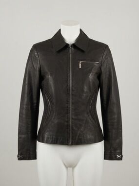 Archival Manigance Paris Tailored Leather Jacket Waist Shaping 38